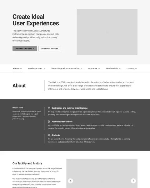 Screen recording scrolling through the grayscale wireframe of the UXL redesign